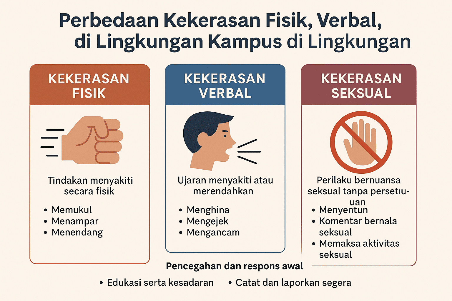 Perbedaan Kekerasan Fisik, Verbal, dan Seksual di Lingkungan Kampus